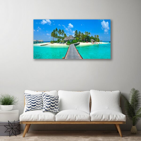 Quadro su tela Spiaggia tropicale delle palme 100x50 cm