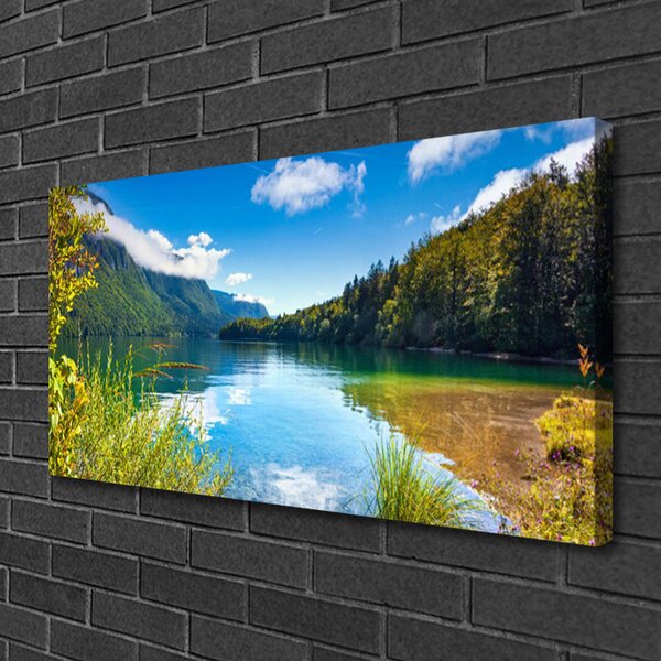 Stampa quadro su tela Foresta Montagna Natura Lago 100x50 cm
