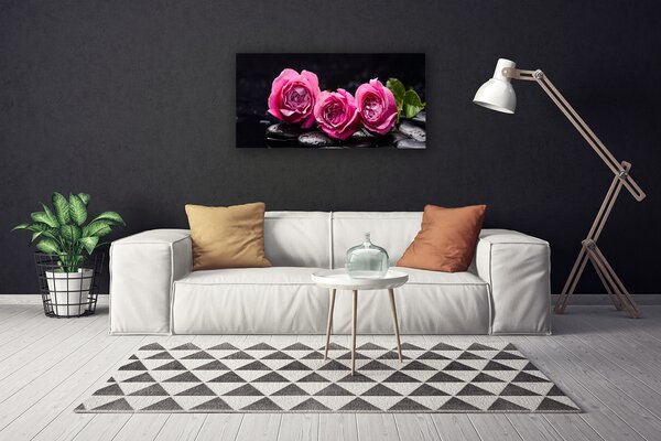 Quadro su tela Rose Pietre Zen Spa Natura 100x50 cm