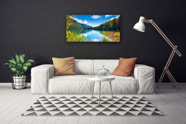 Stampa quadro su tela Foresta Montagna Natura Lago 100x50 cm