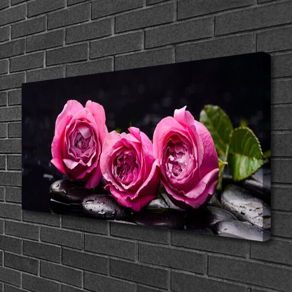 Quadro su tela Rose Pietre Zen Spa Natura 100x50 cm