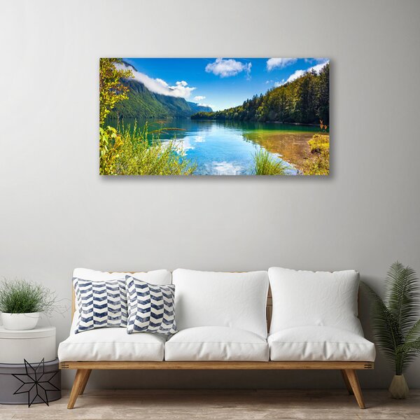 Stampa quadro su tela Foresta Montagna Natura Lago 100x50 cm