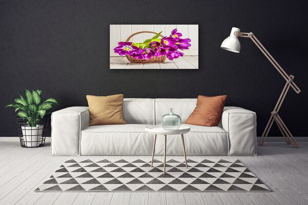 Quadro su tela Fiori nel cesto 100x50 cm