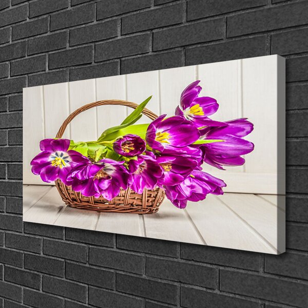 Quadro su tela Fiori nel cesto 100x50 cm