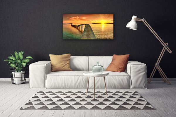 Stampa quadro su tela Mare, sole, ponte, paesaggio 100x50 cm