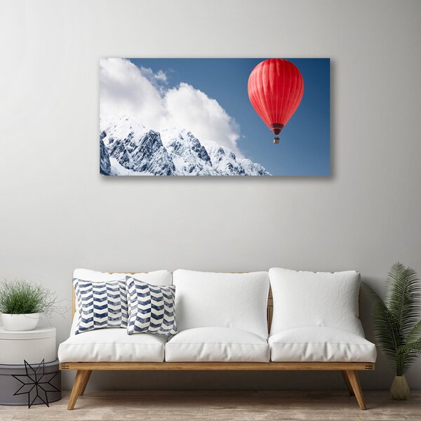 Quadro su tela Mongolfiera delle cime delle montagne invernali 100x50 cm