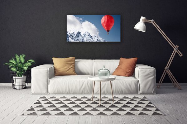 Quadro su tela Mongolfiera delle cime delle montagne invernali 100x50 cm