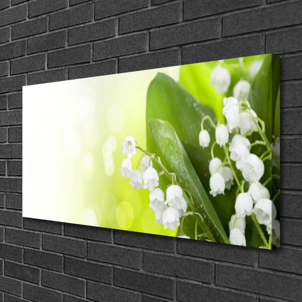 Quadro su tela Mughetti Foglie Fiori del prato 100x50 cm