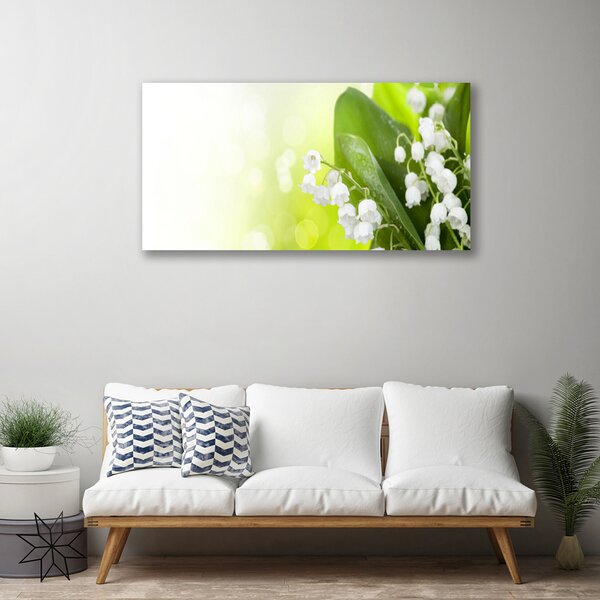 Quadro su tela Mughetti Foglie Fiori del prato 100x50 cm