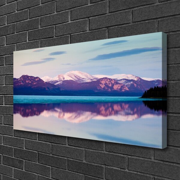 Stampa quadro su tela Montagne del paesaggio del lago 100x50 cm