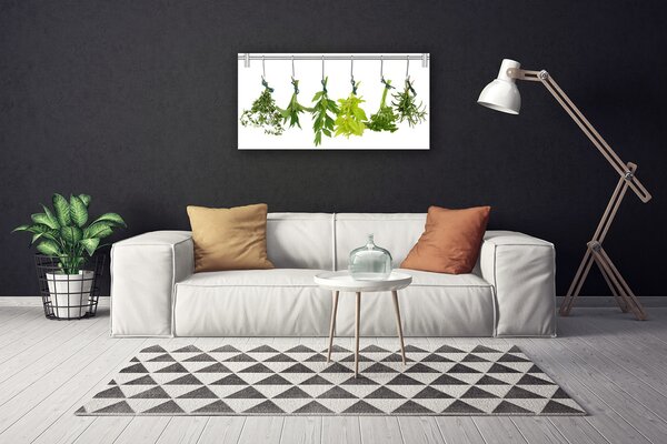 Stampa quadro su tela Foglie di erbe naturali 100x50 cm