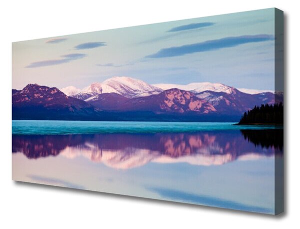 Stampa quadro su tela Montagne del paesaggio del lago 100x50 cm