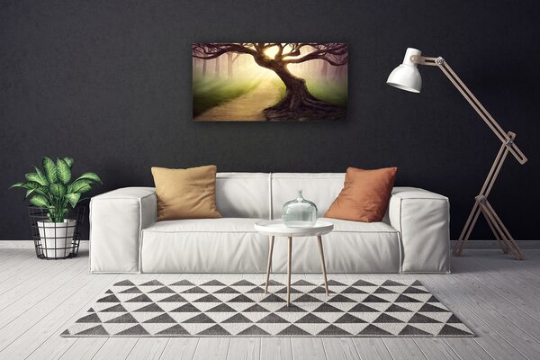 Foto quadro su tela Albero dei raggi del sole 100x50 cm