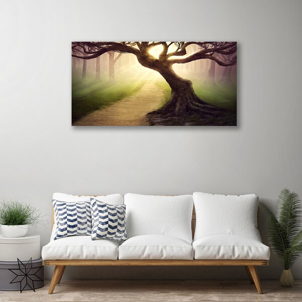 Foto quadro su tela Albero dei raggi del sole 100x50 cm