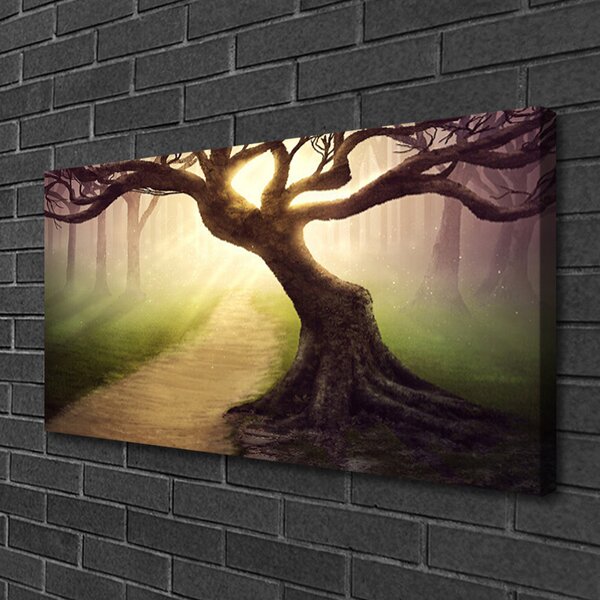 Foto quadro su tela Albero dei raggi del sole 100x50 cm