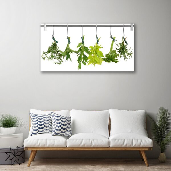 Stampa quadro su tela Foglie di erbe naturali 100x50 cm