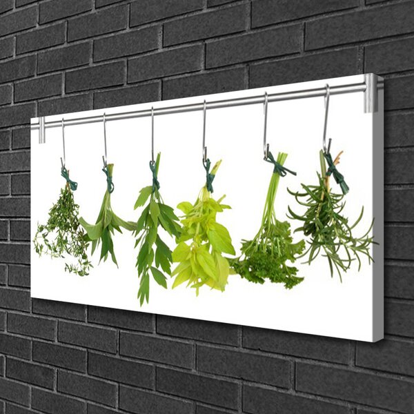 Stampa quadro su tela Foglie di erbe naturali 100x50 cm