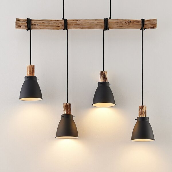 Lampada a sospensione Lindby, Trebale, dimmerabile, Nero, Soggiorno, Metallo, Scandinavo
