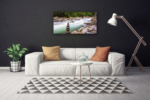 Quadro su tela Las Potok Le montagne del fiume 100x50 cm