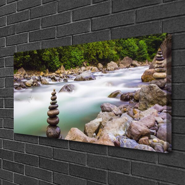 Quadro su tela Las Potok Le montagne del fiume 100x50 cm