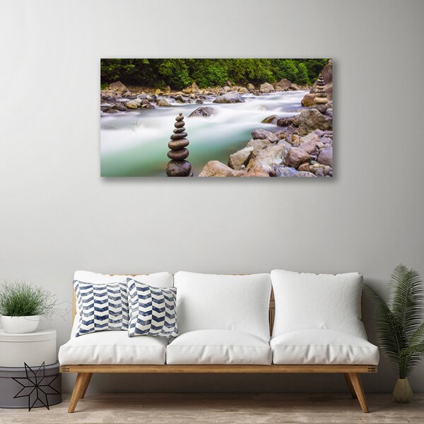 Quadro su tela Las Potok Le montagne del fiume 100x50 cm