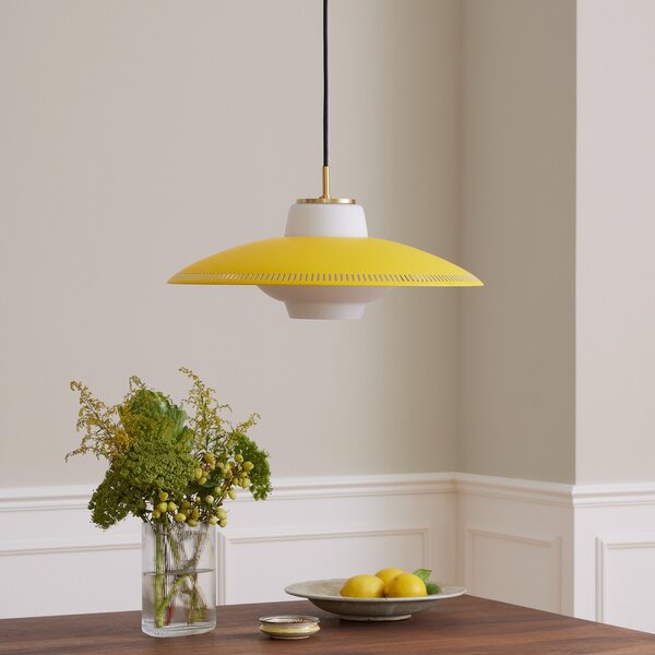 Lampada a sospensione Warm Nordic, Opal Shade, dimmerabile, Giallo, Sala da pranzo, Metallo, Scandinavo