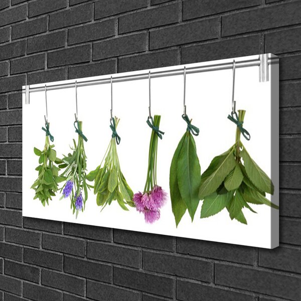 Quadro su tela Erbe, foglie secche, fiori 100x50 cm