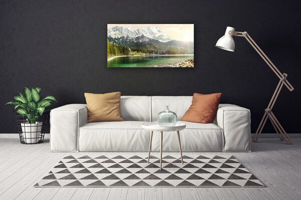 Quadro su tela Montagne del paesaggio del lago della foresta 100x50 cm