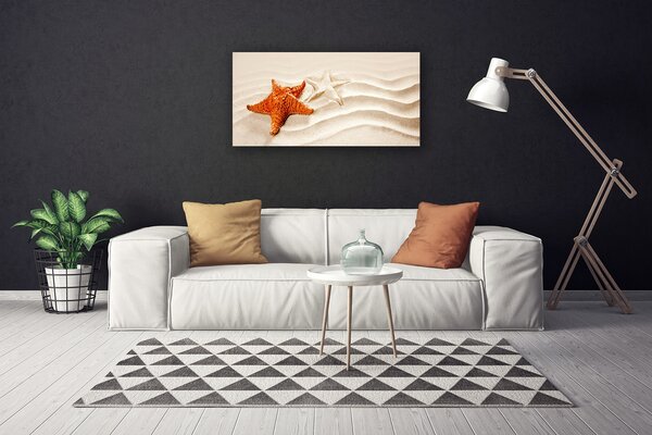 Quadro su tela Stelle marine sulla spiaggia di sabbia 100x50 cm