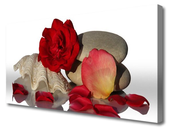 Quadro su tela Rose, petali, natura morta 100x50 cm