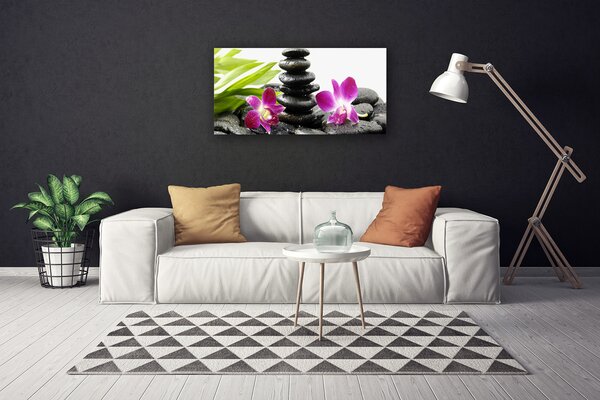 Quadro su tela Zen Spa pietre orchidea 100x50 cm