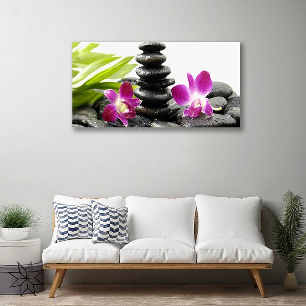 Quadro su tela Zen Spa pietre orchidea 100x50 cm