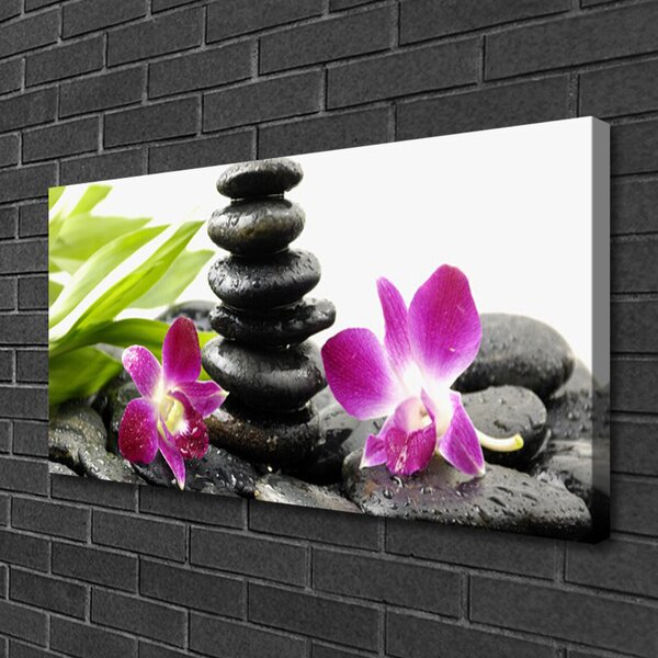 Quadro su tela Zen Spa pietre orchidea 100x50 cm
