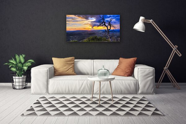 Foto quadro su tela Albero al tramonto 100x50 cm