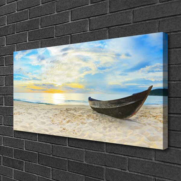 Stampa quadro su tela Barca, Spiaggia, Mare 100x50 cm