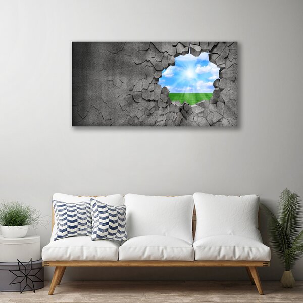 Quadro su tela Buco muro incrinato 100x50 cm