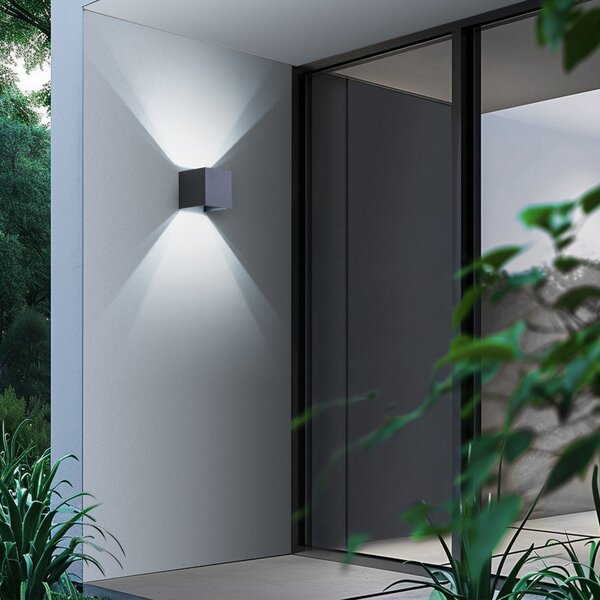 Lampade da esterno Lindby, Dara, dimmerabile, Grigio, Balcone, Alluminio, Moderno