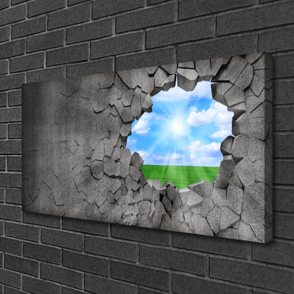 Quadro su tela Buco muro incrinato 100x50 cm