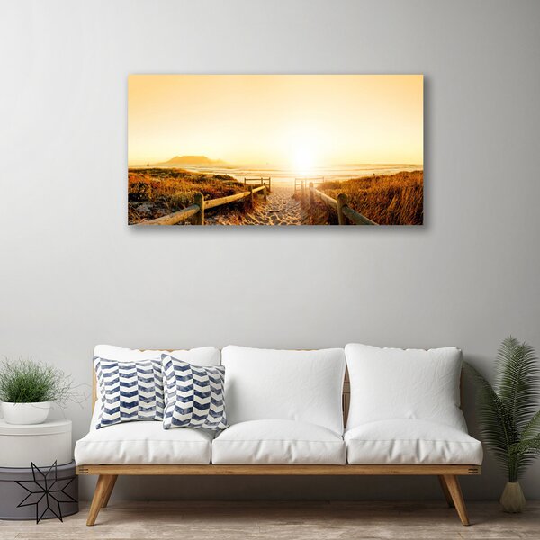 Quadro su tela Percorso dalla spiaggia al mare 100x50 cm