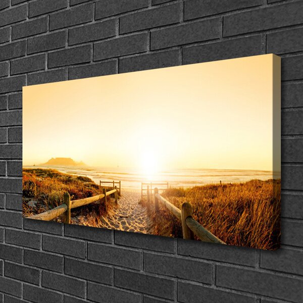 Quadro su tela Percorso dalla spiaggia al mare 100x50 cm