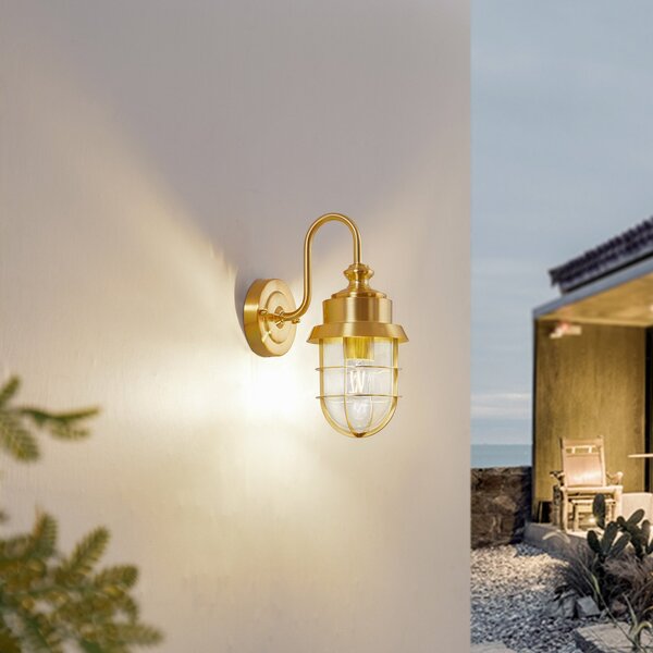 Lampade da esterno Lindby, Adalie, dimmerabile, Dorato / Ottone, Terrazza, Acciaio inossidabile, Campagna / rustico
