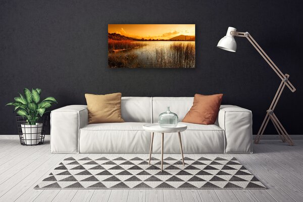 Foto quadro su tela Lago di paesaggio al tramonto 100x50 cm