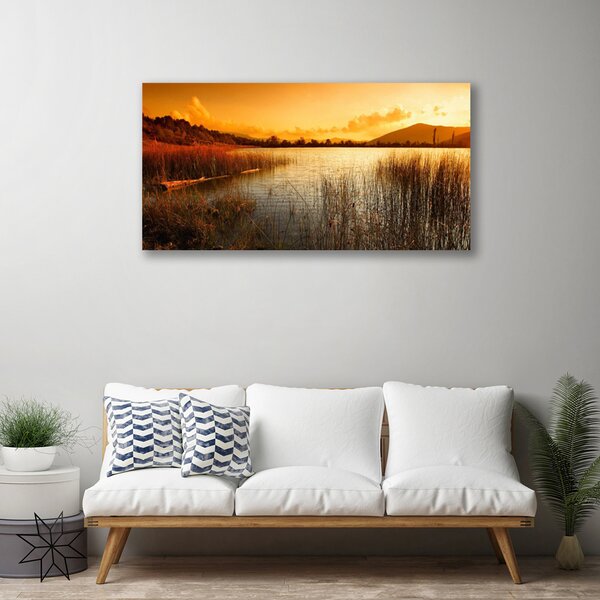 Foto quadro su tela Lago di paesaggio al tramonto 100x50 cm