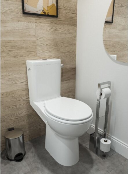 ALLIBERT 824517 Sedile WC In Marmo Bianco – Soft Close Con Chiusura Silenziosa, Legno Compresso 37.3 X 53 X 46.5 Cm