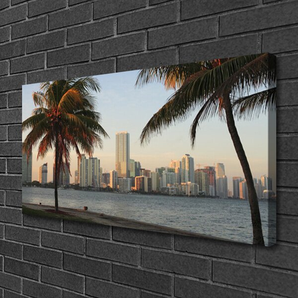 Quadro su tela Le palme dei Tropici City Sea 100x50 cm