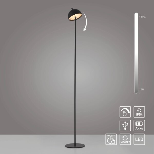Schöner Wohnen 19245-18 - Lampada da terra LED dimmerabile BELLIS LED/2,5W/5V IP54 nera