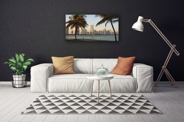Quadro su tela Le palme dei Tropici City Sea 100x50 cm