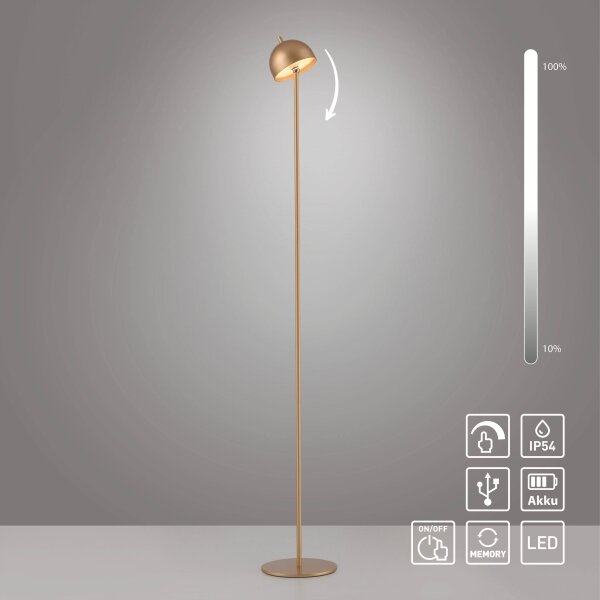 Schöner Wohnen 19245-12 - Lampada da terra LED dimmerabile BELLIS LED/2,5W/5V IP54 dorata