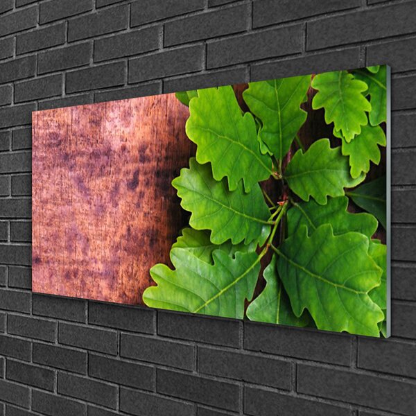Quadro di vetro Foglie di quercia 100x50 cm 2 appendini
