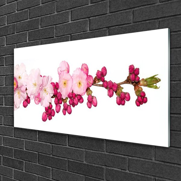 Quadro di vetro Ramo dei ciliegi in fiore 100x50 cm 2 appendini
